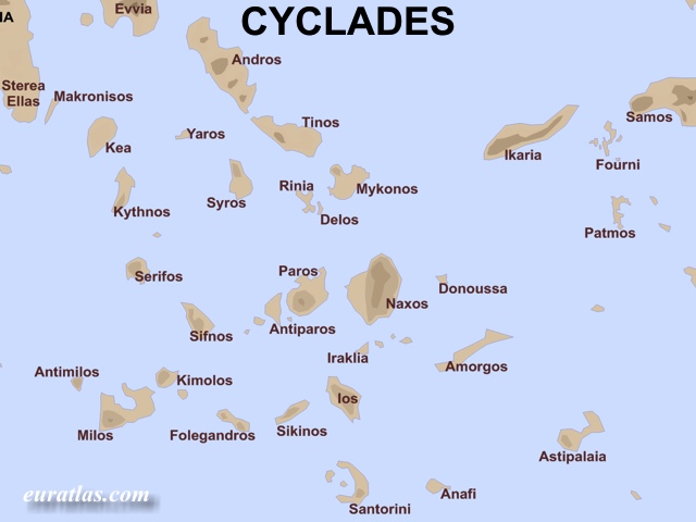 carte cyclades Photos of the Greek Islands: Cyclades Map