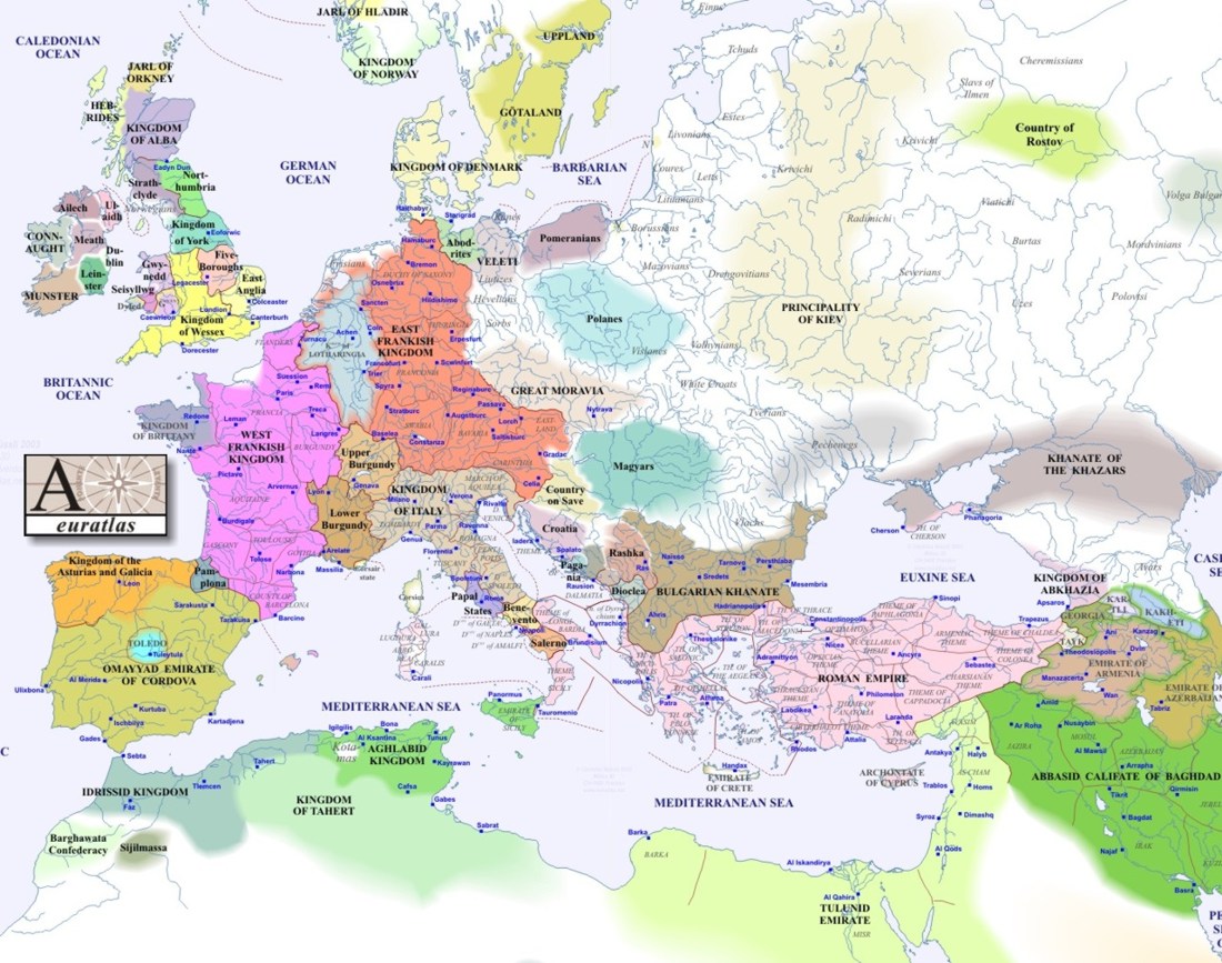 Complete map of Europe year 900
