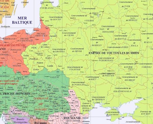 image de l'Europe partie nord-est, an 1900