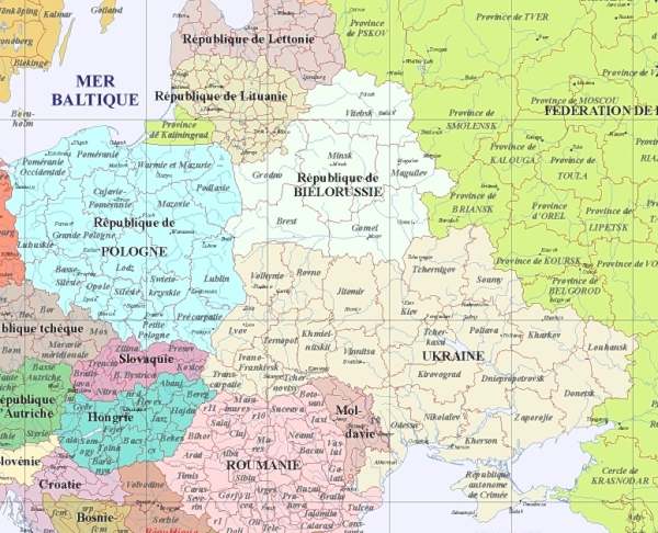 image de l'Europe partie nord-est, an 2000