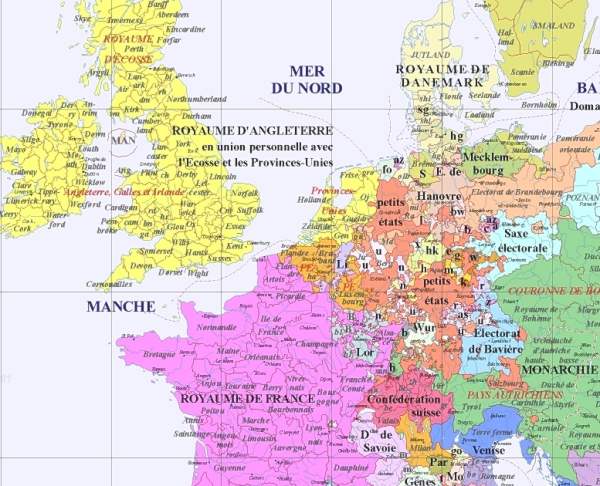 image de l'Europe partie nord-ouest, an 1700
