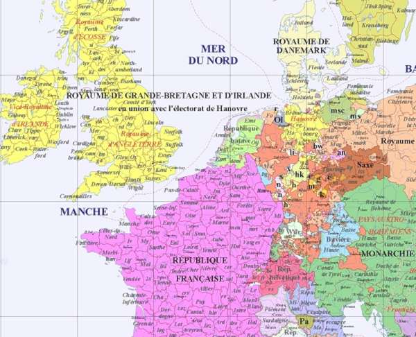 image de l'Europe partie nord-ouest, an 1800
