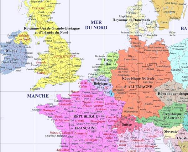 image de l'Europe partie nord-ouest, an 2000
