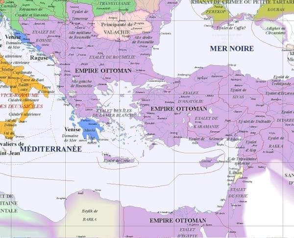 image du sud-est de l'Europe, an 1700